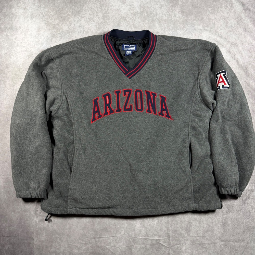 Vintage 90s Crable Sportswear Arizona Wildcats Fleece Pullover Gray Mens XL